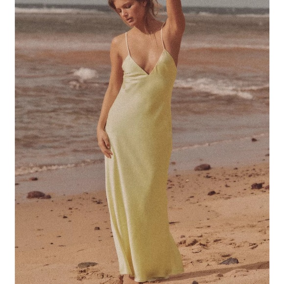 Zara Dresses & Skirts - Zara NWT satin midi dress yellow 4772/217